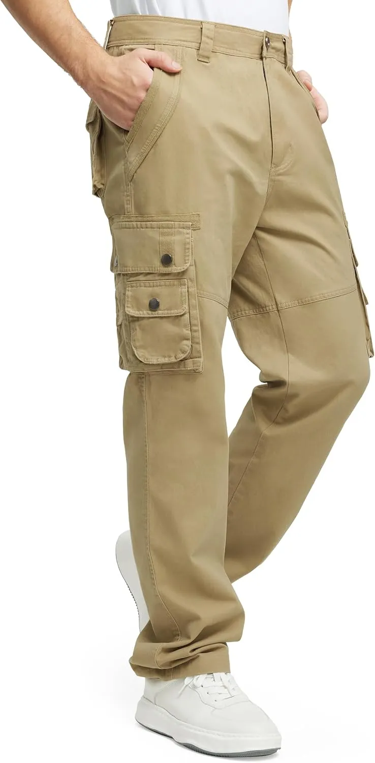 Men's Cargo Pants with 8 Pockets Ripstop Cotton Cargo Pants for Men Hiking Camping Fishing Running