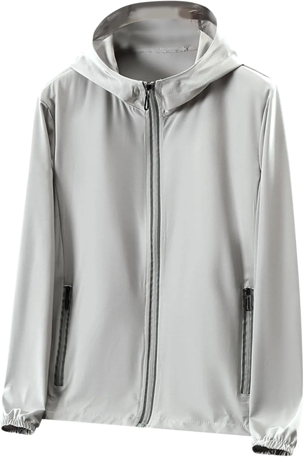 Mens Quick Dry Long Sleeve Full Zip Hoodie UPF 50  Light Jacket Athletic Running Sun Protection Hooded Jackets