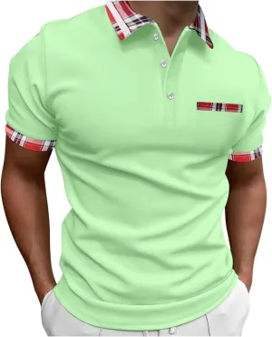 Men's Shirts Turn Down Collar American Flag Print Patriotic Shirts Slim Fit Short Sleeve Golfs Casual Tops for Men