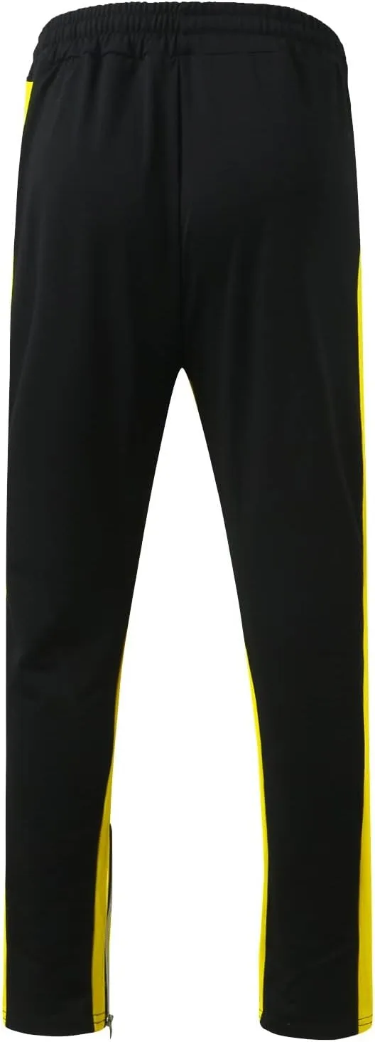 Mens Stripe Track Pants Skinny Fit Stretch Elastic Waist Ankle Zipper Joggers Workout Active Pants Streetwear