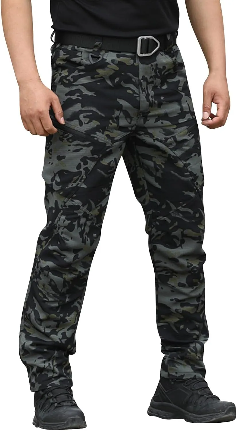 Mens Tactical Pants Work Hunting Moisture Wicking Pants Hiking Cargo Relaxed Fit Pant with Pockets