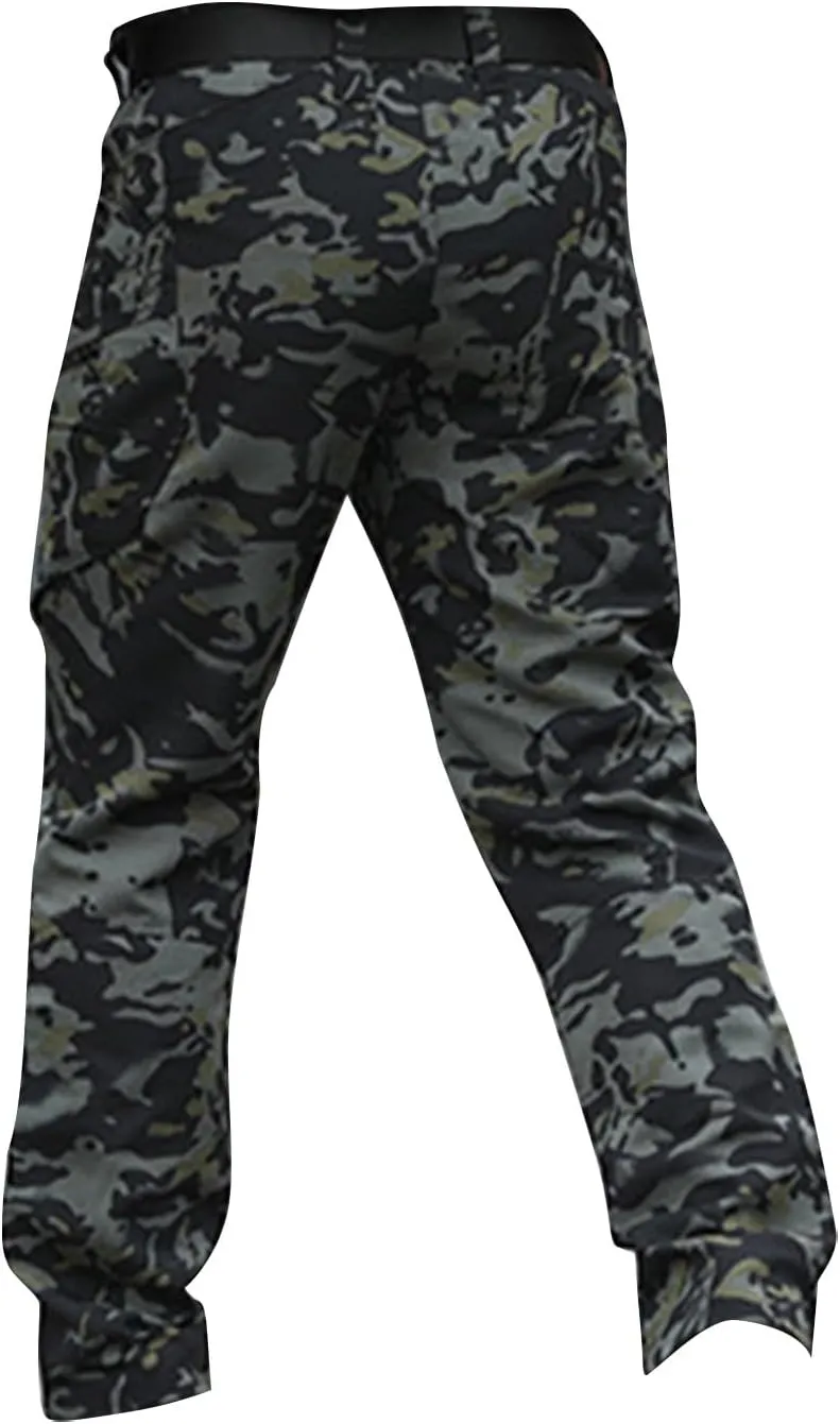 Mens Tactical Pants Work Hunting Moisture Wicking Pants Hiking Cargo Relaxed Fit Pant with Pockets