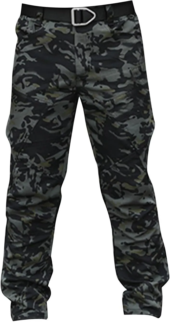Mens Tactical Pants Work Hunting Moisture Wicking Pants Hiking Cargo Relaxed Fit Pant with Pockets