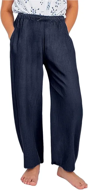 Moonker Girls Linen Straight Wide Leg Pants Solid Color High Elastic Waist Trousers with Pockets Baggy Summer 8