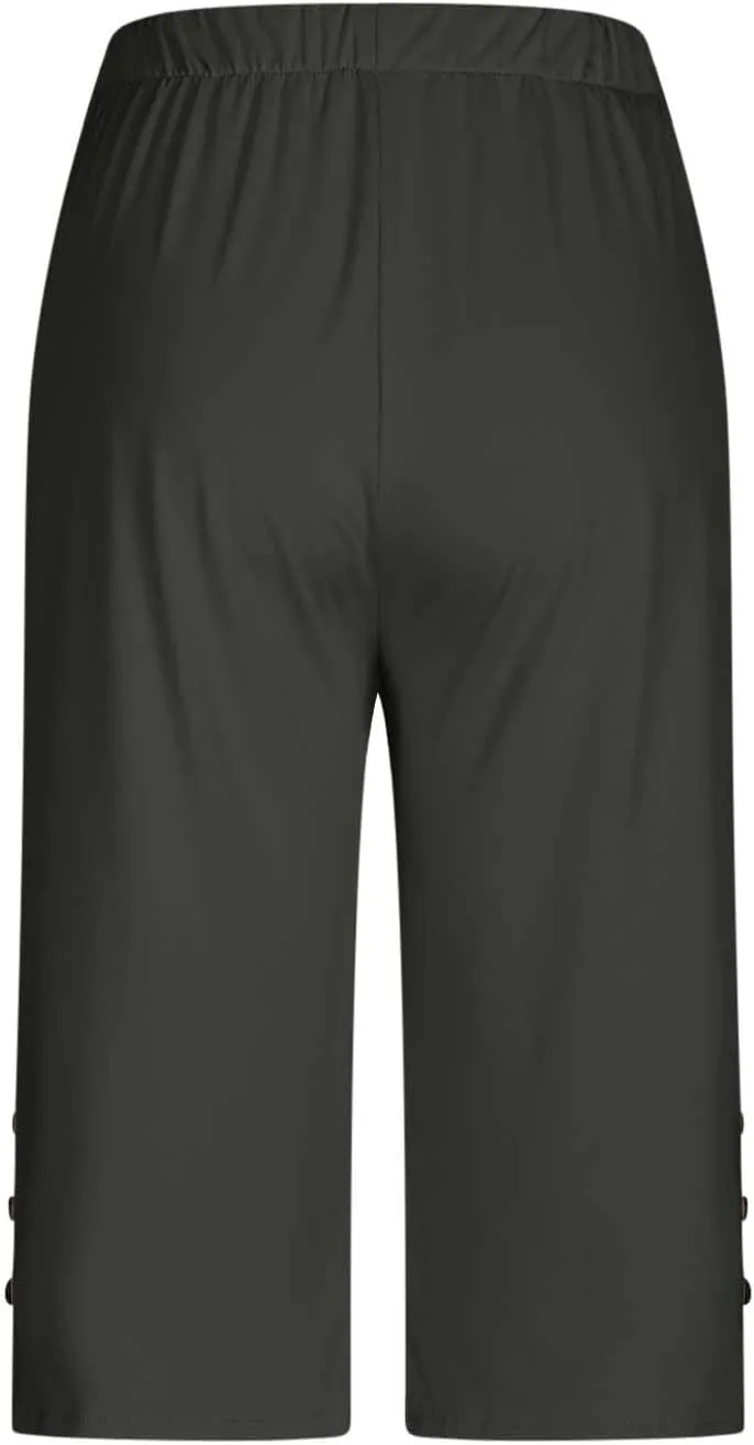 Oplxuo Capri Pants for Women Casual Summer Dressy Pull On Stretch High Waisted Buttons Slit Bottom Crop Work Leggings
