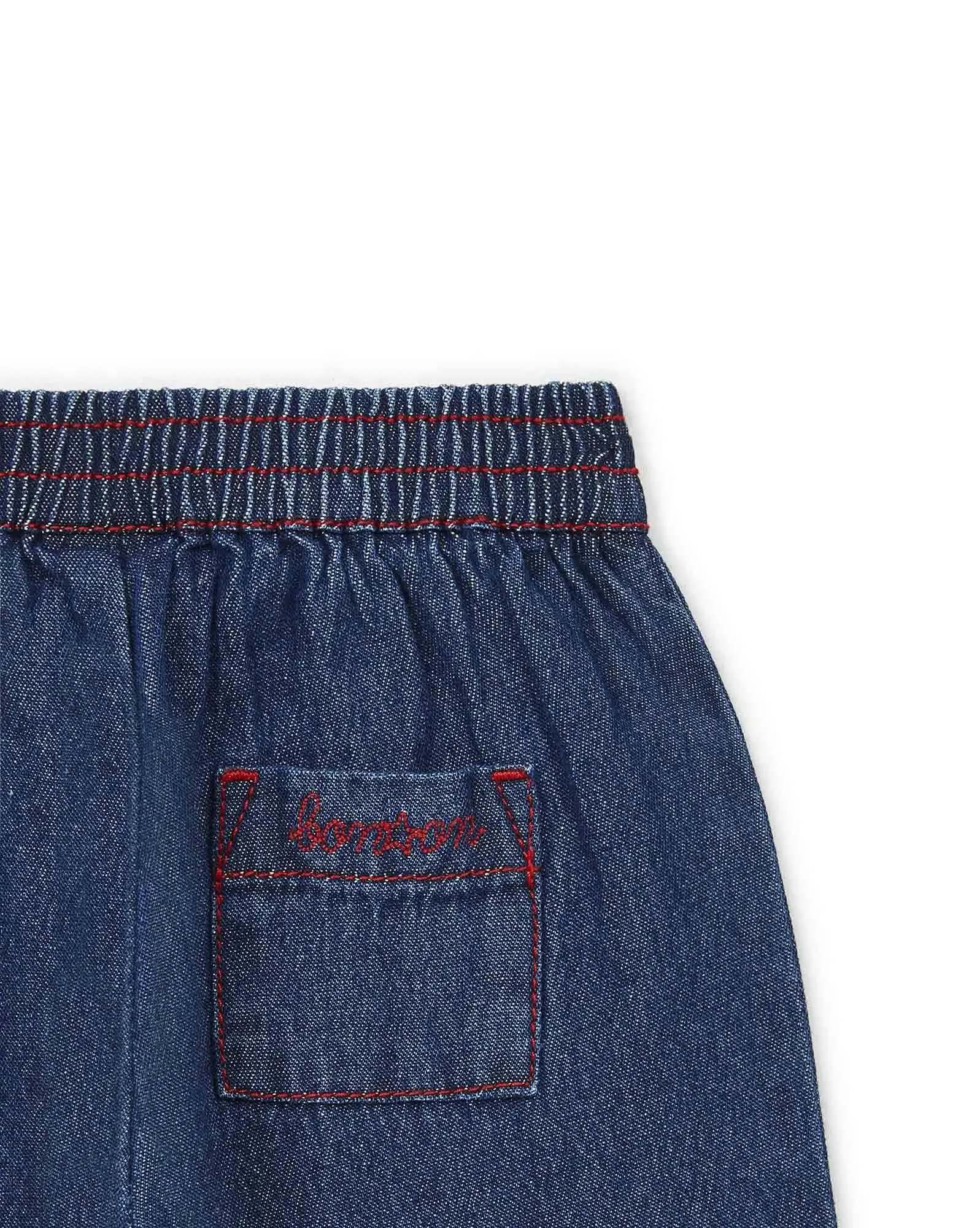 Pantalon Biscotte Bleu Bébé En Denim Brut