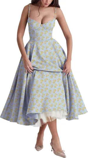 Party Dresses for Women 2025 Sexy Spaghetti Strap Swing Big Hem Prom Dress with Mesh and Pockets, S-2Xl