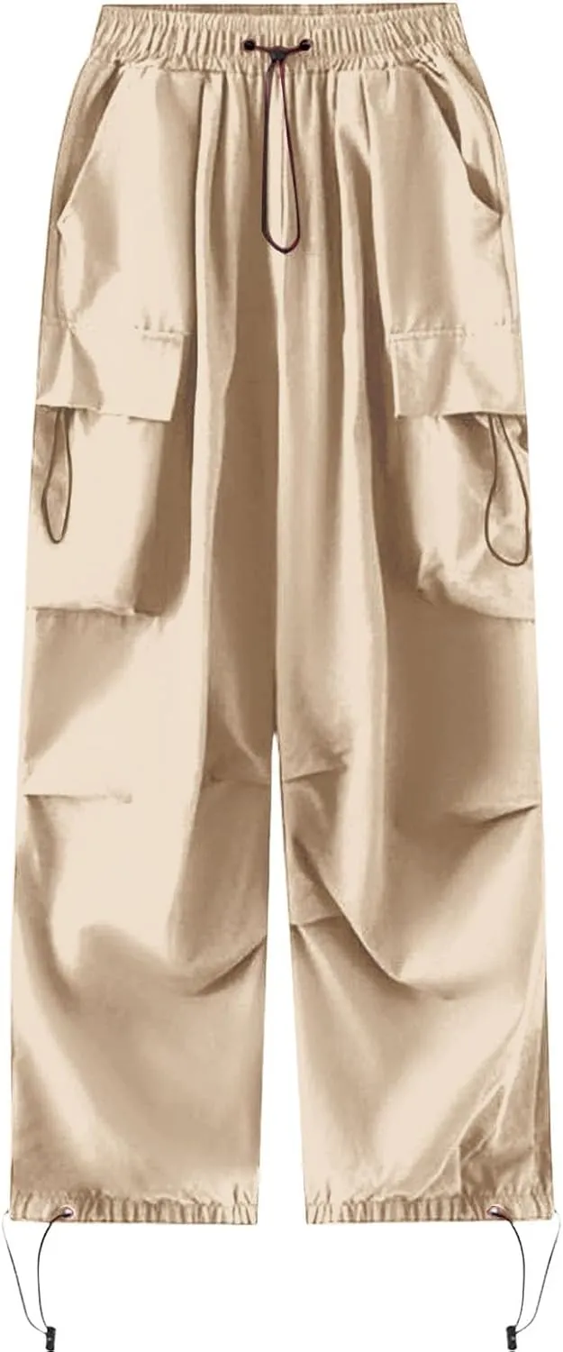 Plus Size Cargo Pants Women Lightweight High Waisted Parachute Pants Trendy Y2K Cargo Sweatpants Joggers