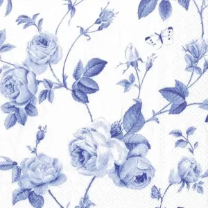 Servilleta decoupage flores azules