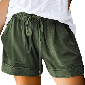 SHAOBGE Plus Size Linen Pants for Women Splice Comfy Waist Pants Shorts Loose Elastic Pocketed Trendy Pants for