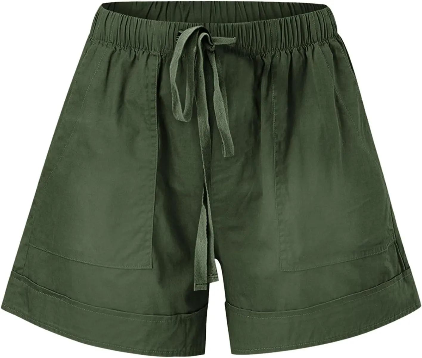 SHAOBGE Plus Size Linen Pants for Women Splice Comfy Waist Pants Shorts Loose Elastic Pocketed Trendy Pants for