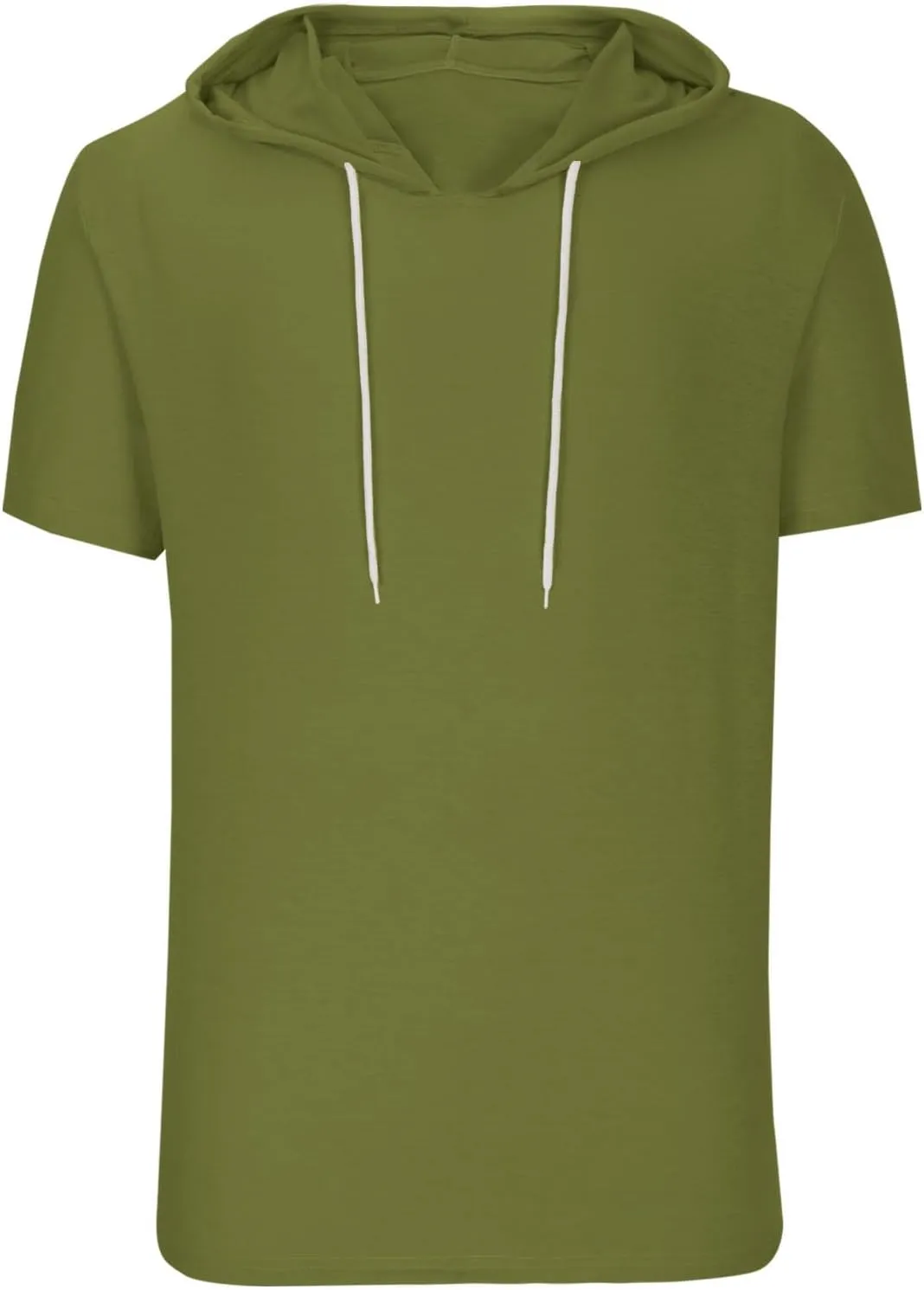 Short Sleeve Hoodies for Men Summer Athletic Loose Fit Stretch Drawstring T Shirt Lightweight Solid Color Pullover