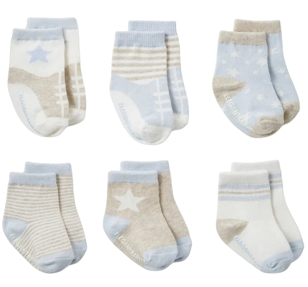 Socks 6Pk Baby Blues 0-12M