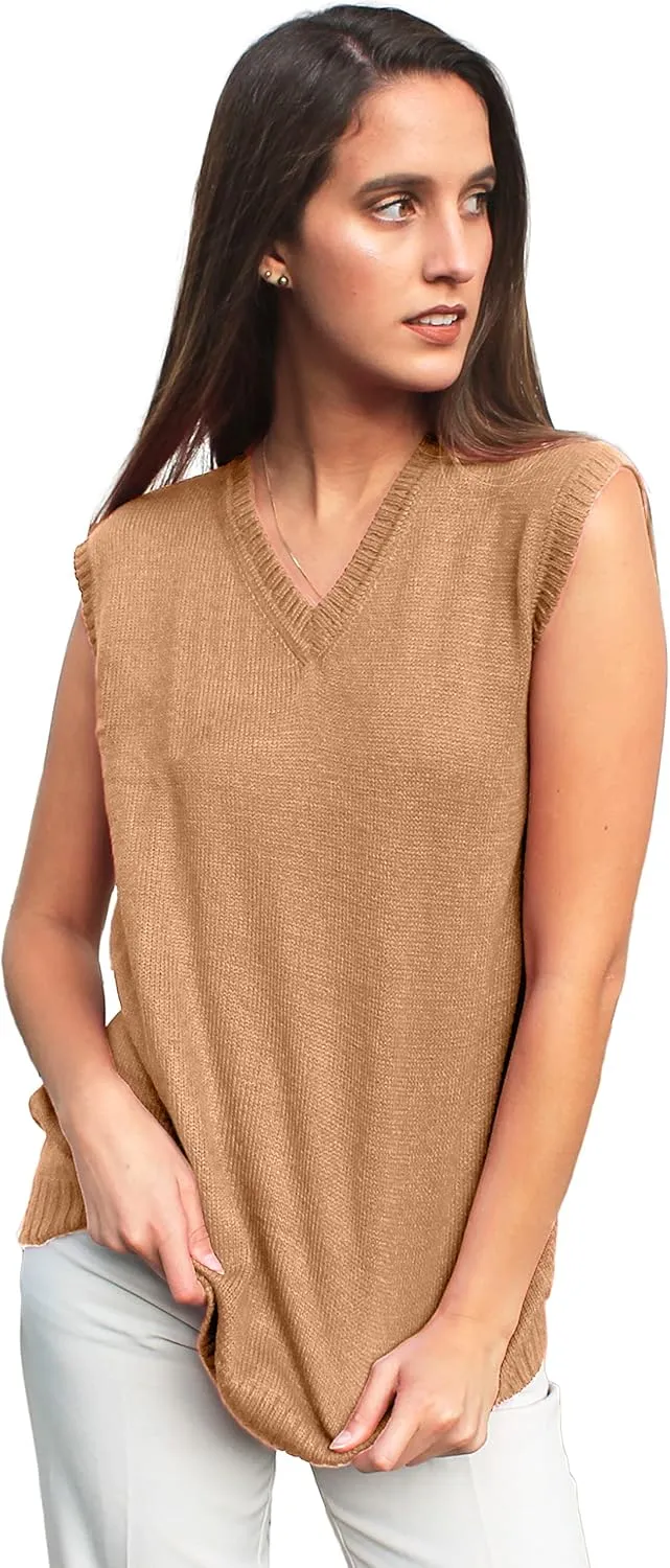 TINKUY Peru Womens Alpaca Wool V Neck Sweater Vest, S-4XL