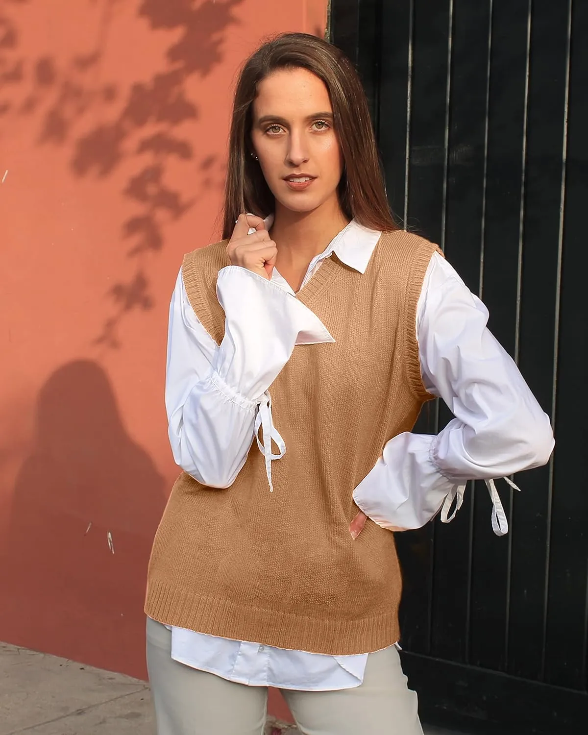 TINKUY Peru Womens Alpaca Wool V Neck Sweater Vest, S-4XL