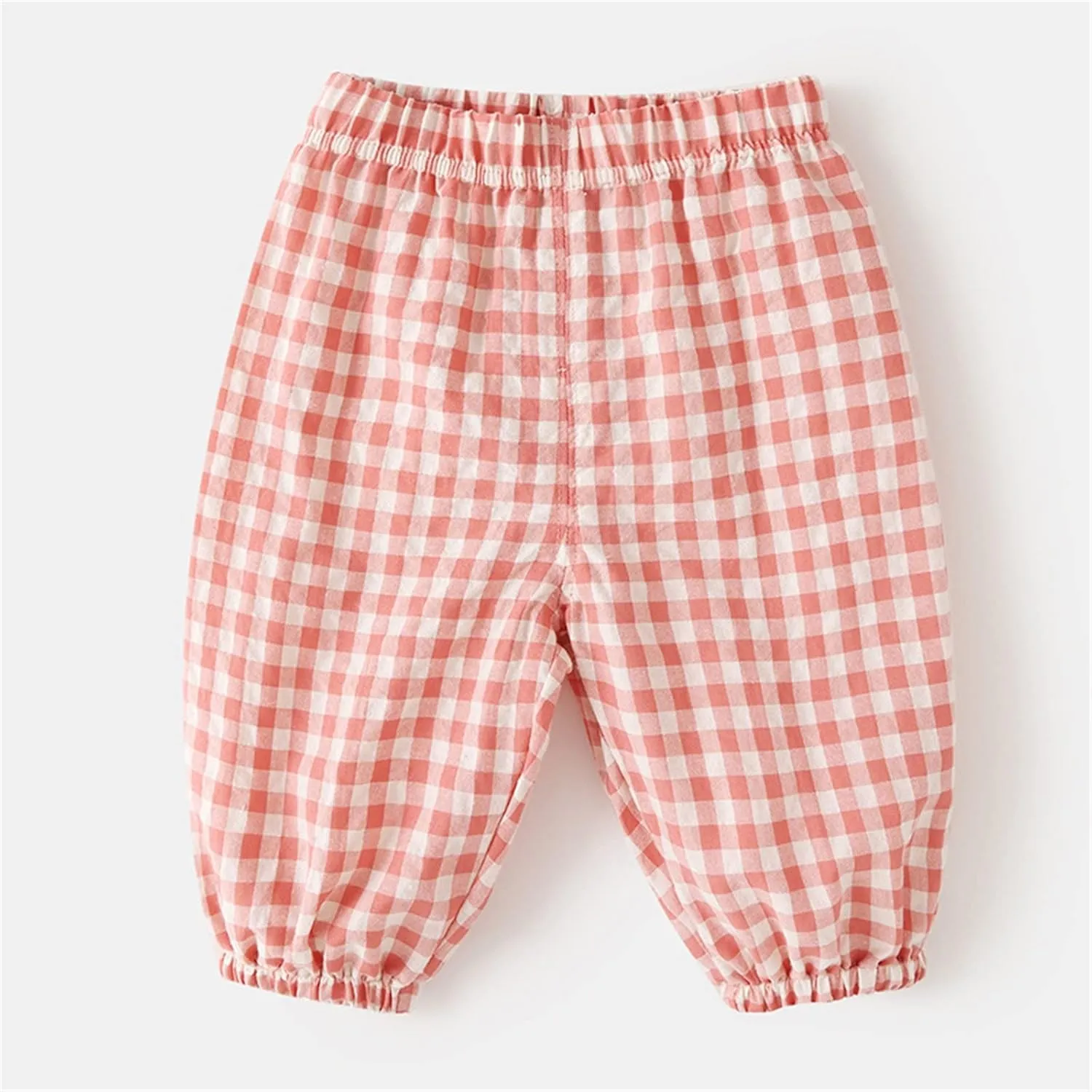 Toddler Boys Plaid Baggy Pants Breathable Lightweight Wide Leg Casual Trousers Elastic Waisted Loose Joggers Pants