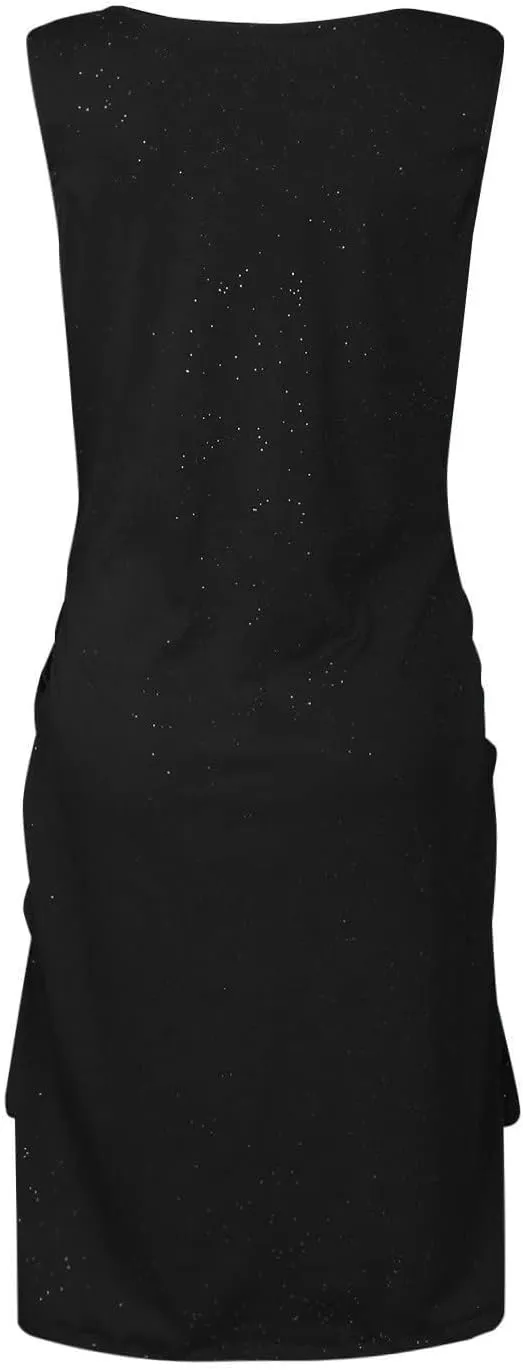 Vestidos para Mujer Fiesta Moda Cuello Redondo Vestido de Malla Vestido de Encaje de Manga Larga