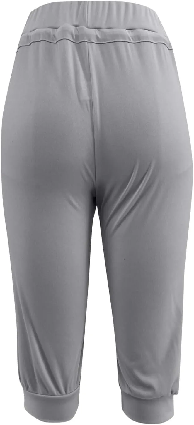 Womens Capris for Summer Lightweight Yoga Capris Pants with Pockets Stretch Drawstring High Waisted Pant