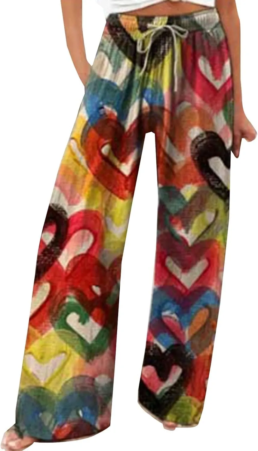 Women's Casual Pants Linen Womens Clothing Pants with Elastic High Waist Paper Bag Linen Pant Women Women Linen