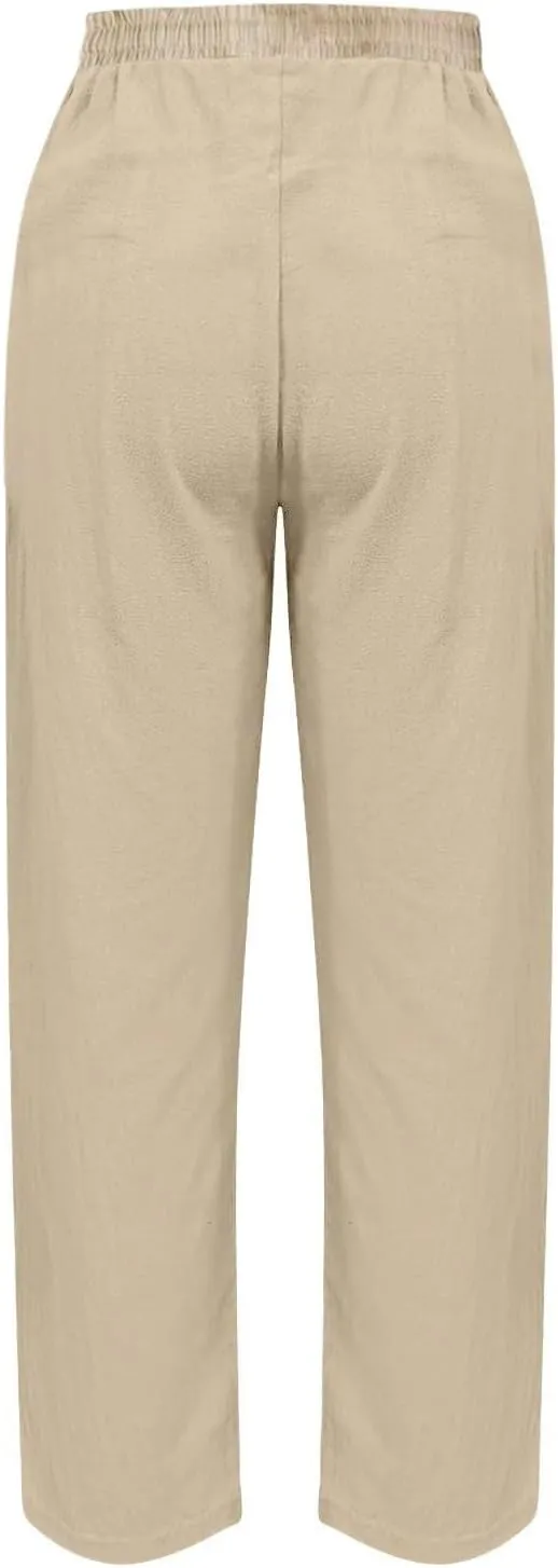 Women's Elastic Waisted Palazzo Pants Tapered Wide Leg Lounge Loose Trousers with Pocket 2025, S-5XL