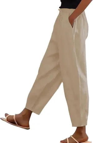Women's Elastic Waisted Palazzo Pants Tapered Wide Leg Lounge Loose Trousers with Pocket 2025, S-5XL