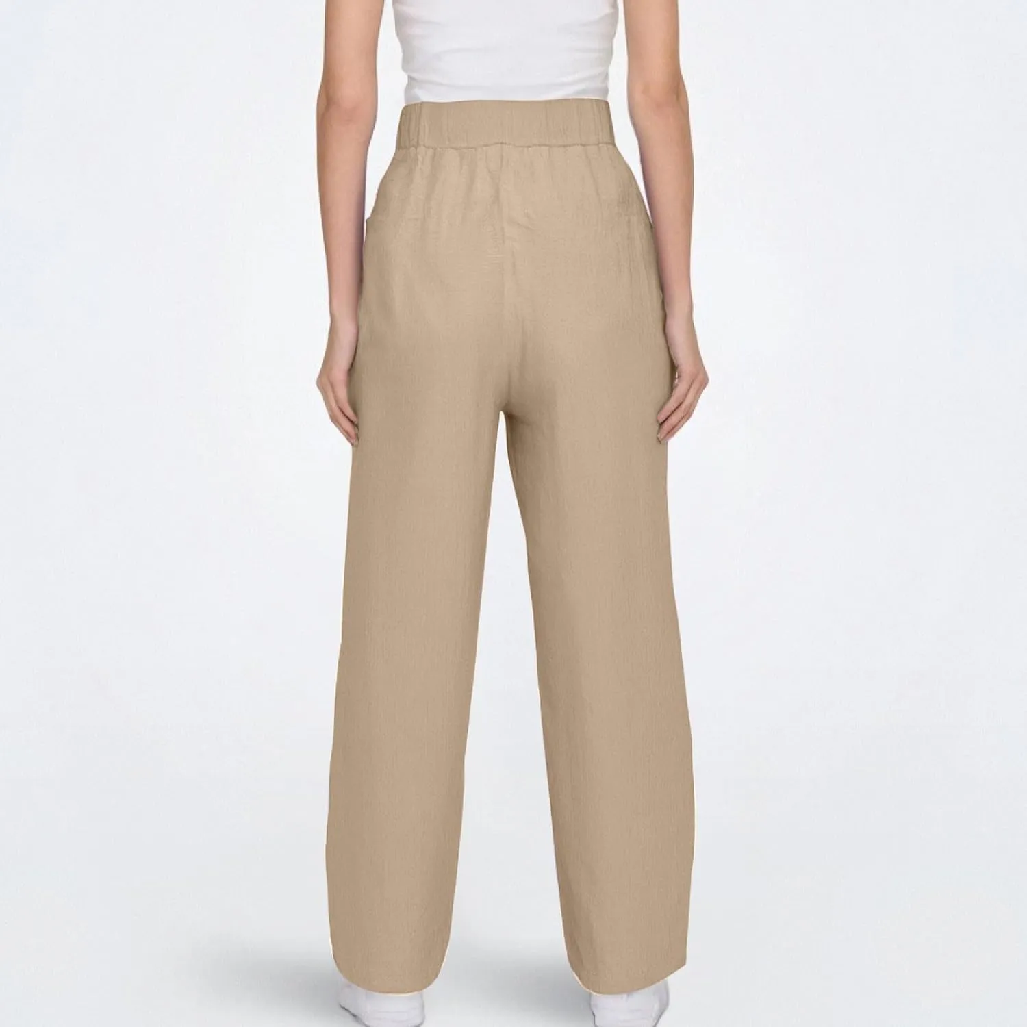 Women's Elastic Waisted Palazzo Pants Tapered Wide Leg Lounge Loose Trousers with Pocket 2025, S-5XL
