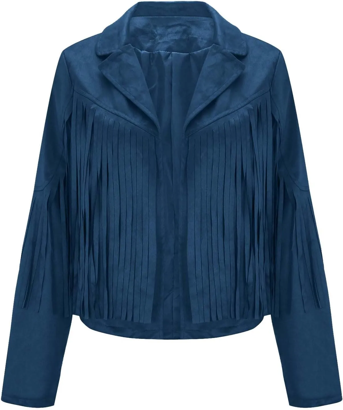Women's Fringe Jacket Faux Suede Leather Jackets Fashion Tassel Moto Biker Cropped Coats Cardigan 70s Hippie Clothes