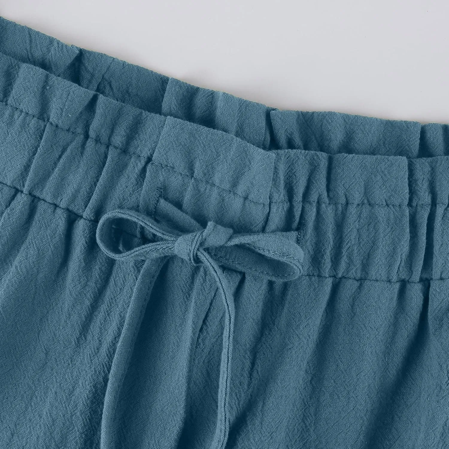 Womens Linen Pants 2025 High Waist Elastic Straight Leg Pant Casual Loose Lightweight Summer Beach Trousers