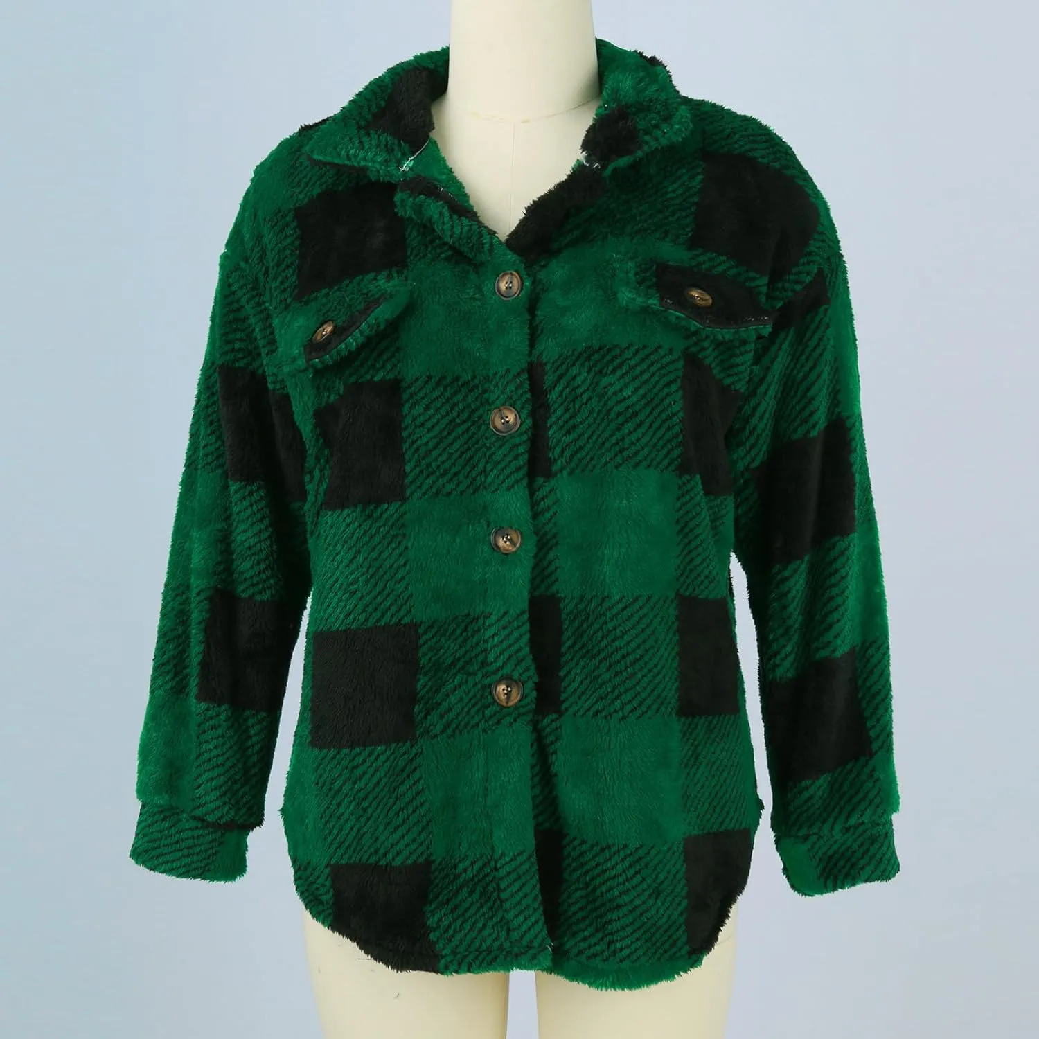 Womens Winter Coats Casual Fuzzy Fleece Shirt Open Front Fall Sherpa Jackets Warm Plaid Cardigans Trendy Outerwear