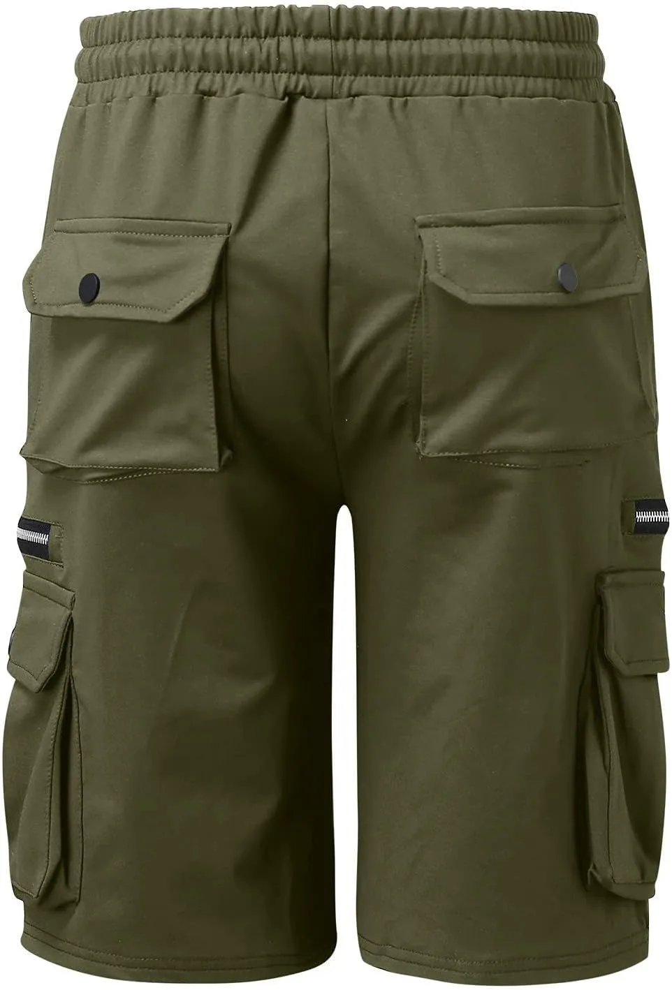 Ymosrh Men's Casual Summer Shorts Elastic Waist Cargo Shorts with Zipper Pocket Stretch Lightweight Work Short Pants, M-4XL