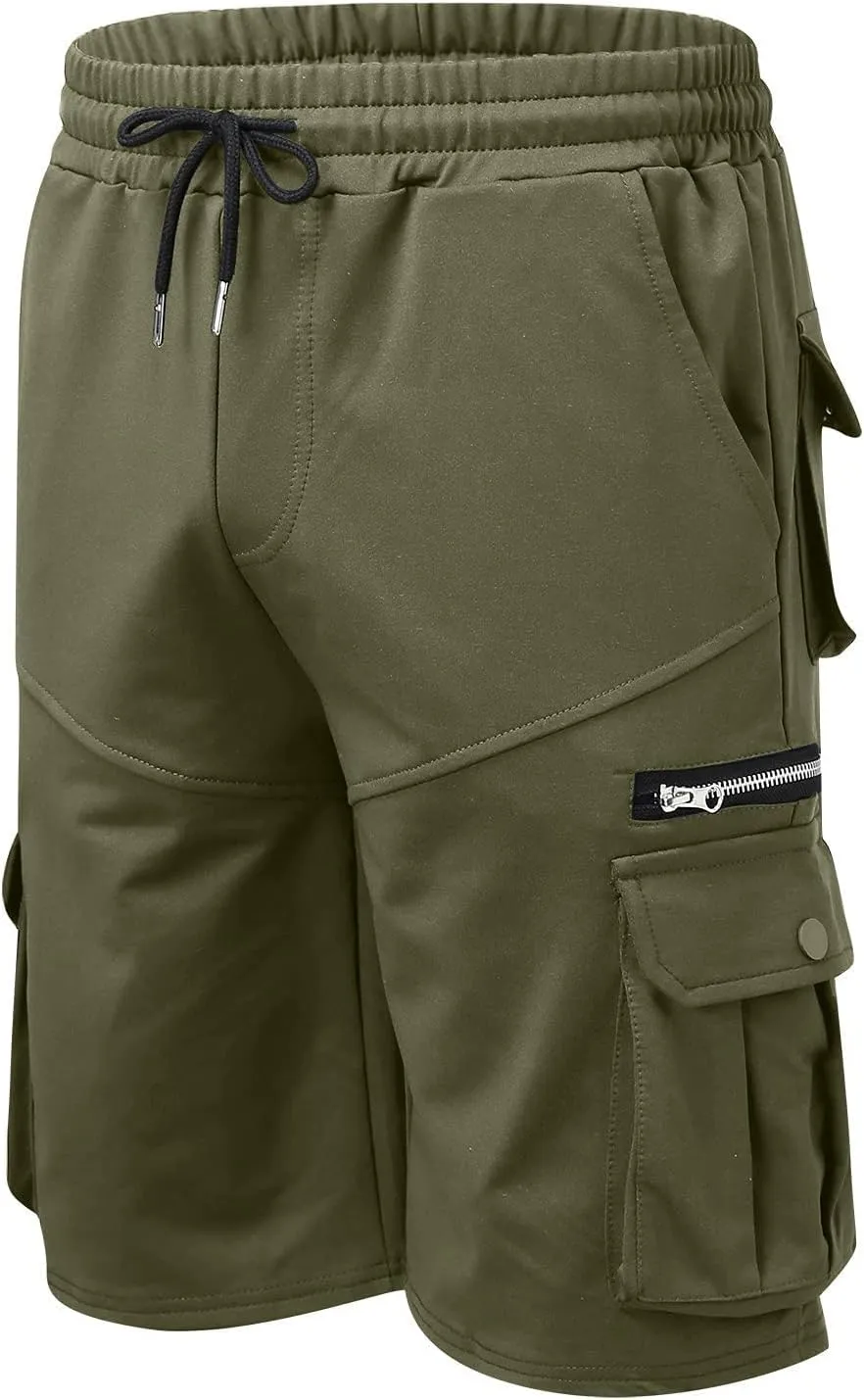 Ymosrh Men's Casual Summer Shorts Elastic Waist Cargo Shorts with Zipper Pocket Stretch Lightweight Work Short Pants, M-4XL