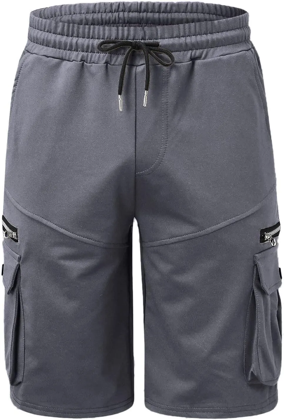 Ymosrh Men's Casual Summer Shorts Elastic Waist Cargo Shorts with Zipper Pocket Stretch Lightweight Work Short Pants, M-4XL
